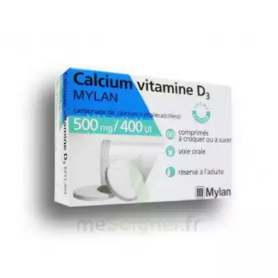 Calcium Vitamine D3 Mylan 500 Mg/400 Ui, Comprimé à Sucer Ou à Croquer à Villecresnes